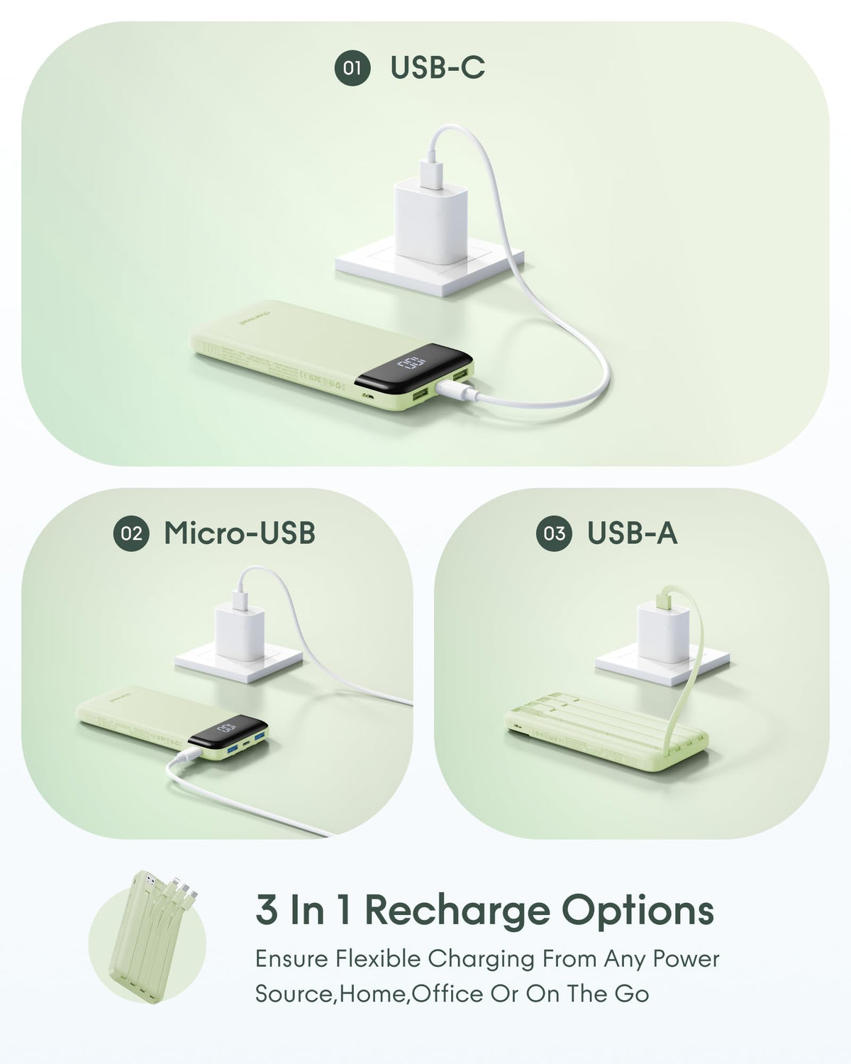charmast 10000mAh Portable Charger with Built-in Cables, 6 Outputs & 3 Inputs Power Bank, Compact Travel Essential Battery Pack for iPhone 16/15, Samsung S25/S24, Google Pixel, iPad, AirPods & More