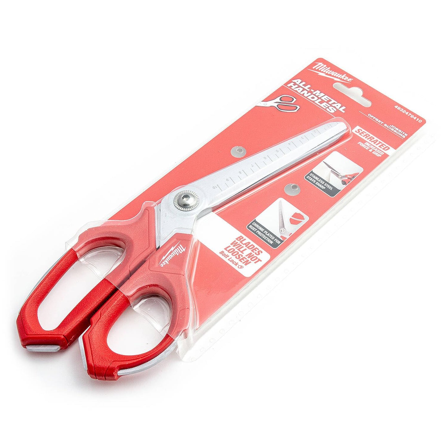 Milwaukee 48-22-4047 Jobsite Offset Scissors, 9.3 in OAL, Steel Blade, Loop Handle