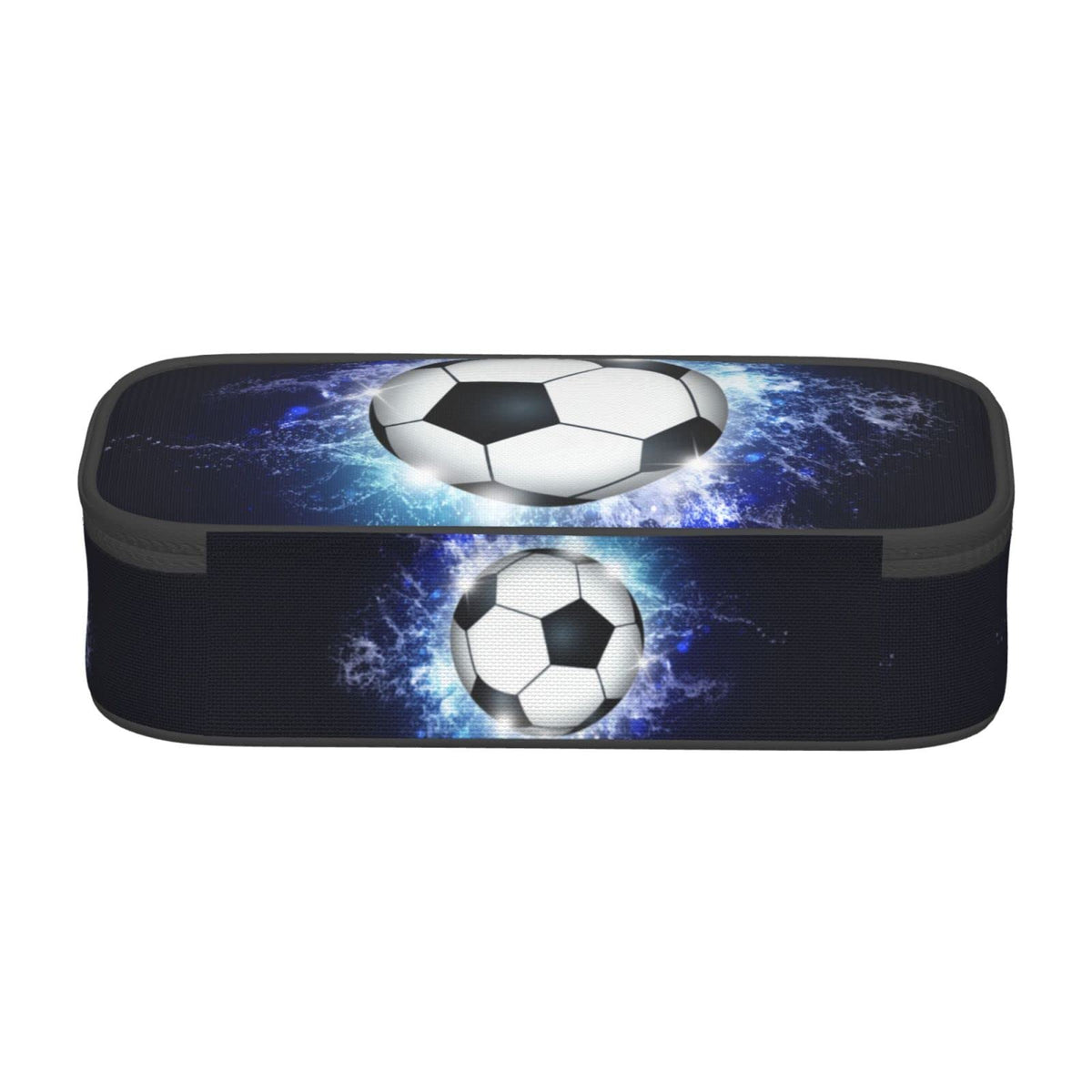 SNAPMADE Soccer Ball Pencil Box Sports Pencil Case for Boys Men, Large Capacity Durable Blue Black Pencil Pouch Storage Pen Bag Stationary Case with Double Zippers