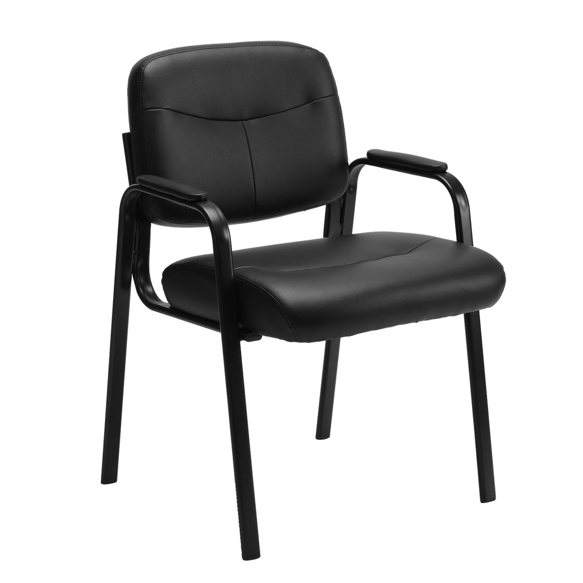 OLIXIS Office Waiting Room Chairs Set of 4, Leather Desk Reception Guest Stationary Side Chair with Padded Arms for Home Conference Lobby Medical Clinic