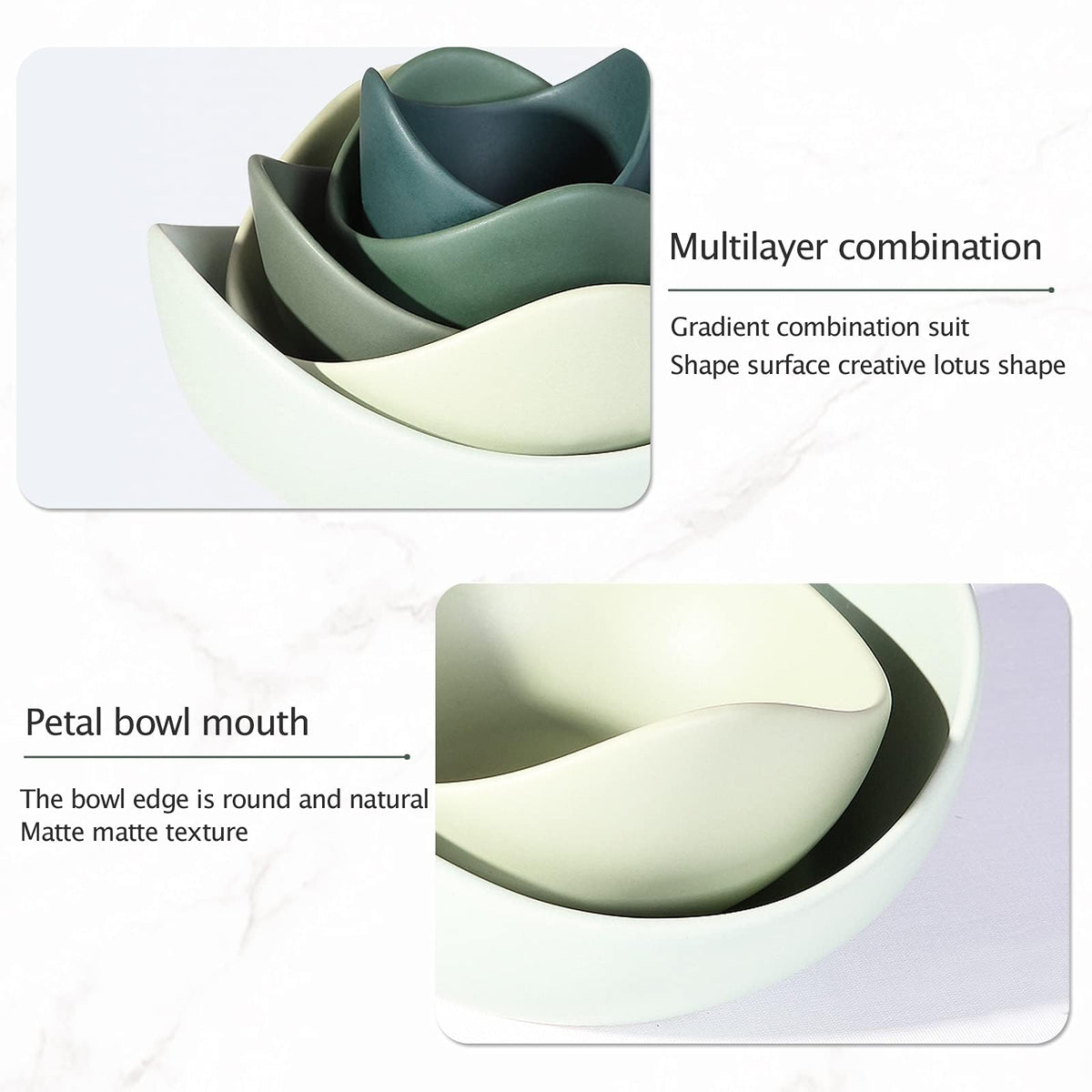 Notakia Salad Decorative Bowls Lotus Shaped Pasta Bowls Dishwasher Safe, Unique Angled Ceramic Bowls for Salad, Pasta, Soup, Rice, Prep, Ideal for Restaurant (Green)