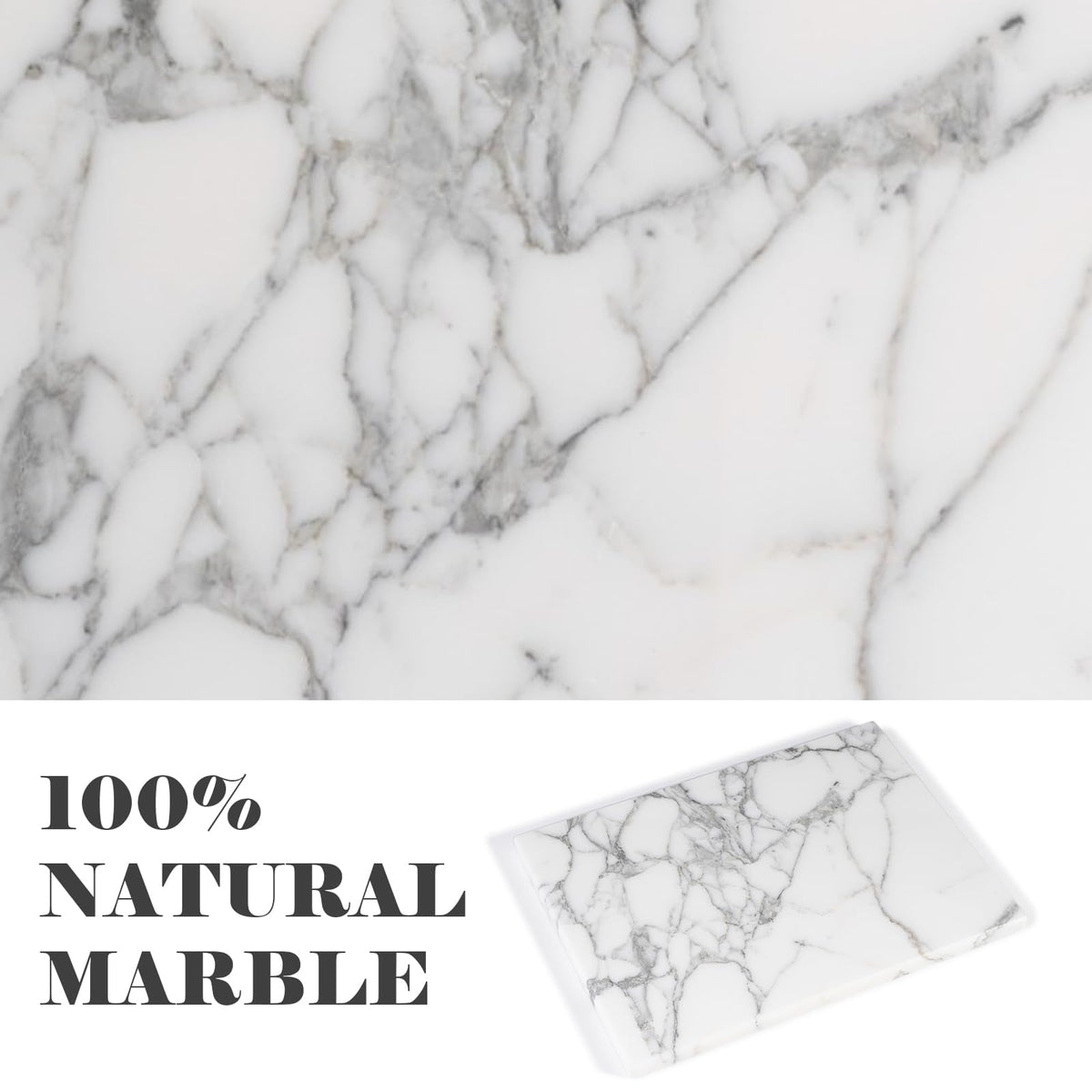 Natural Marble Board for Kitchen - 10" x 8" Stone Slab, Marble Cheese Pastry Board for Counter, Bathroom Trays, Serving Tray Jewelry Candle Plate (Arabescato)