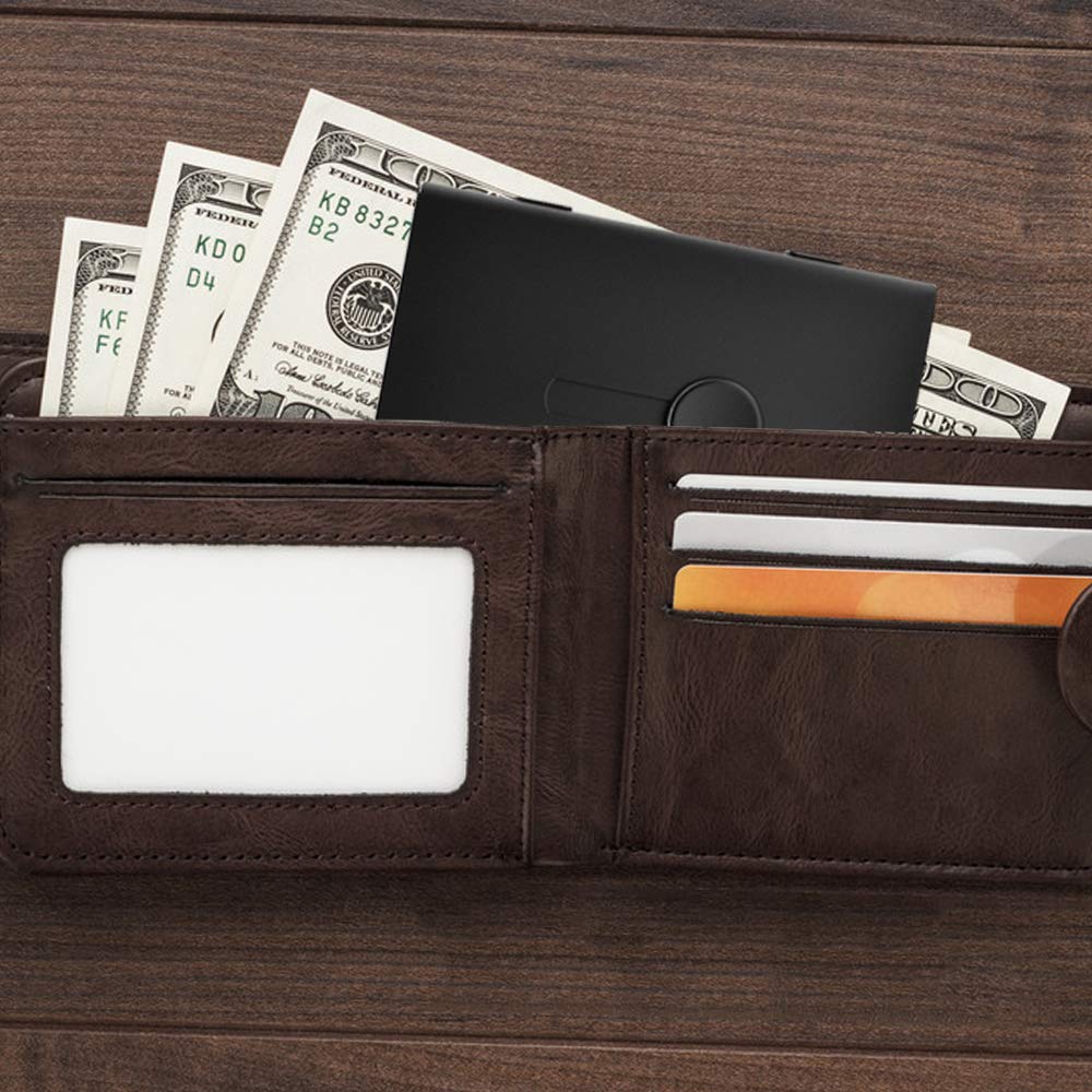 SENHAI 2 Pcs Business Card Holders, Professional Thumb-Drive Slide Out Business Card Case and Stainless Steel ID Name Wallet Credit Card Holder for Men and Women - Black