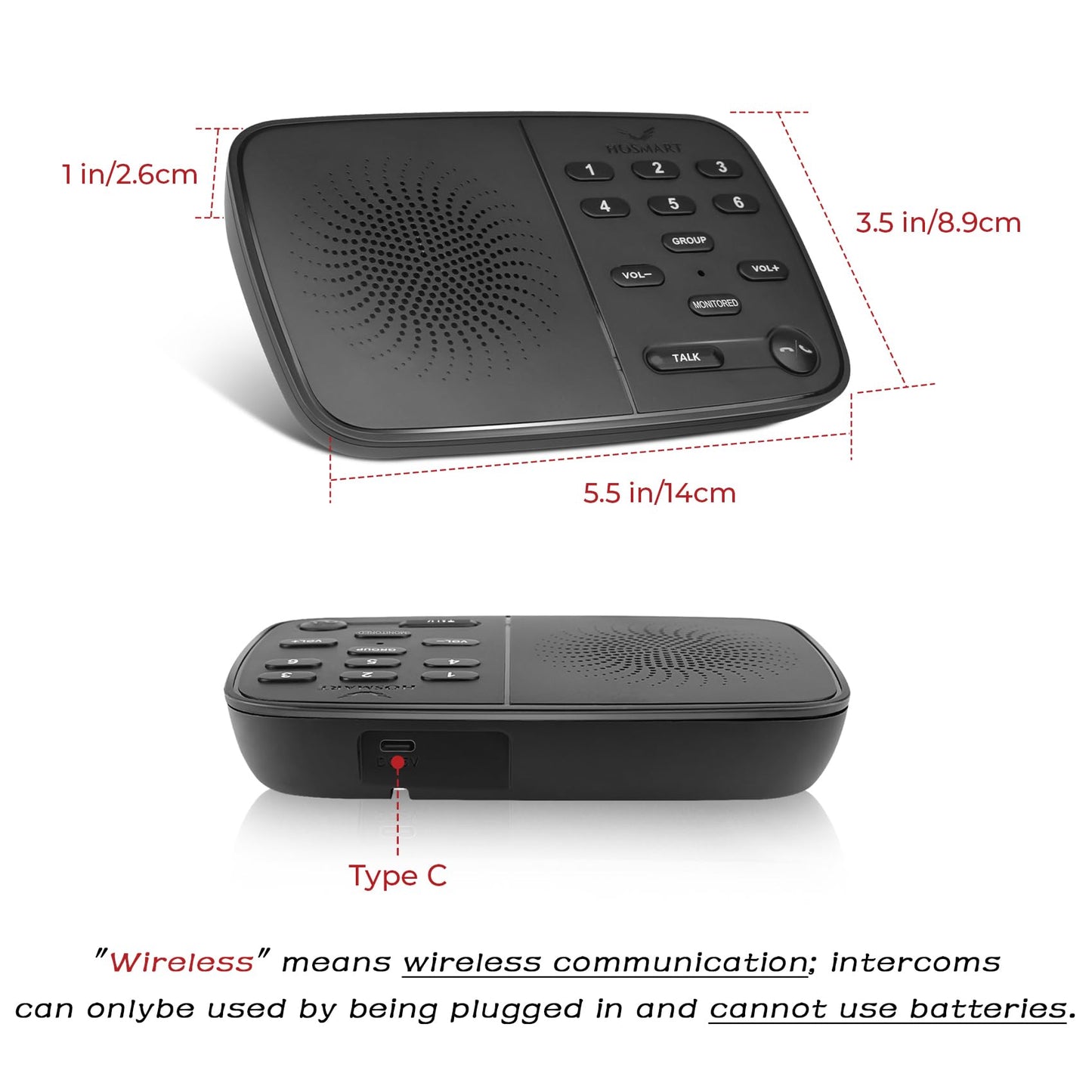 Hosmart UltraSpeak Intercoms Wireless for Home, 2025 Two-Way Real-time Intercom Full Duplex Wireless Intercom System for Home Use, House Intercom System for Business with 1200 Feet Range (2 Stations)