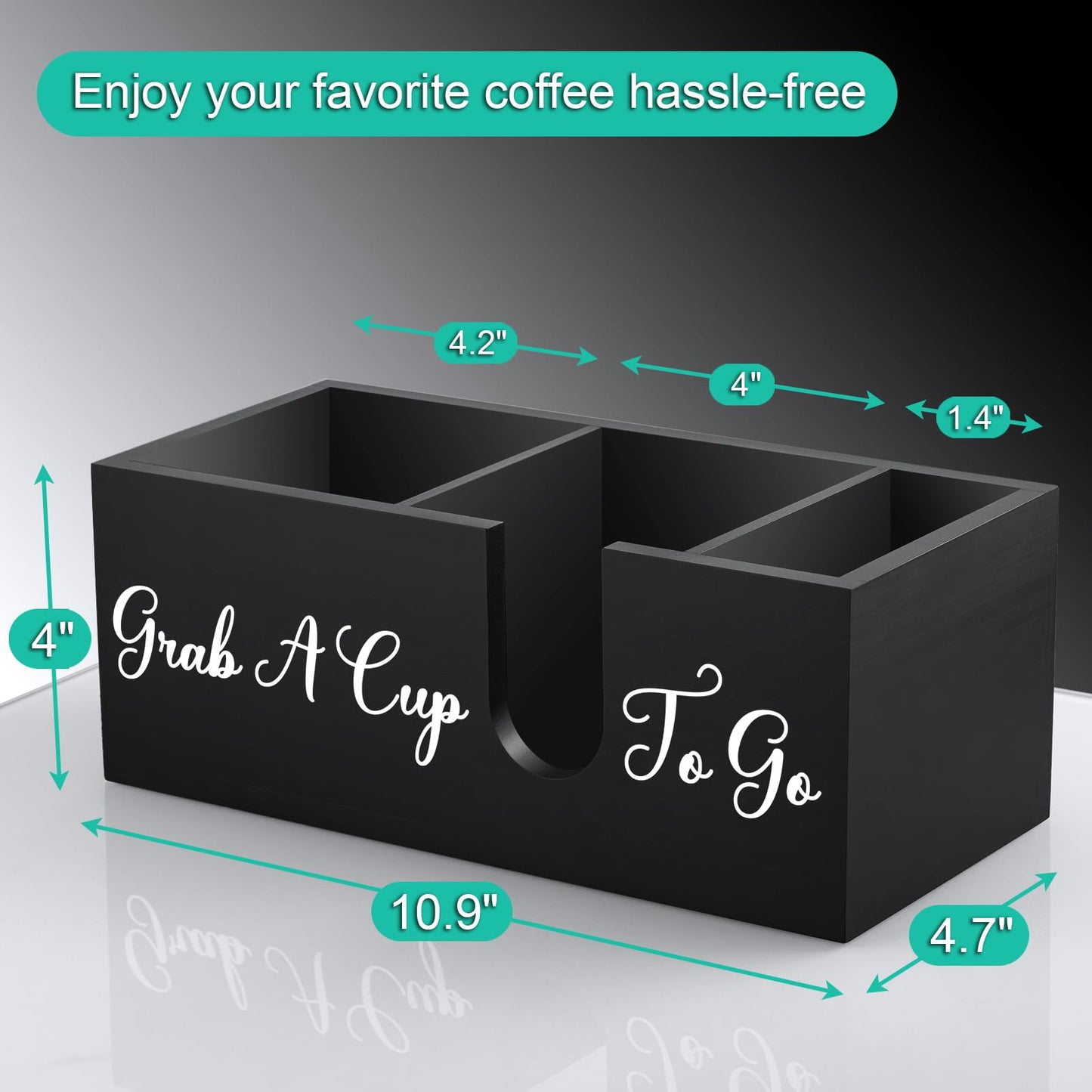 ALELION Coffee Cup Holder for Countertop - Wood Coffee Bar Accessories and Organizer - Coffe Station Organizer for Cup Lid Stirrers Pod