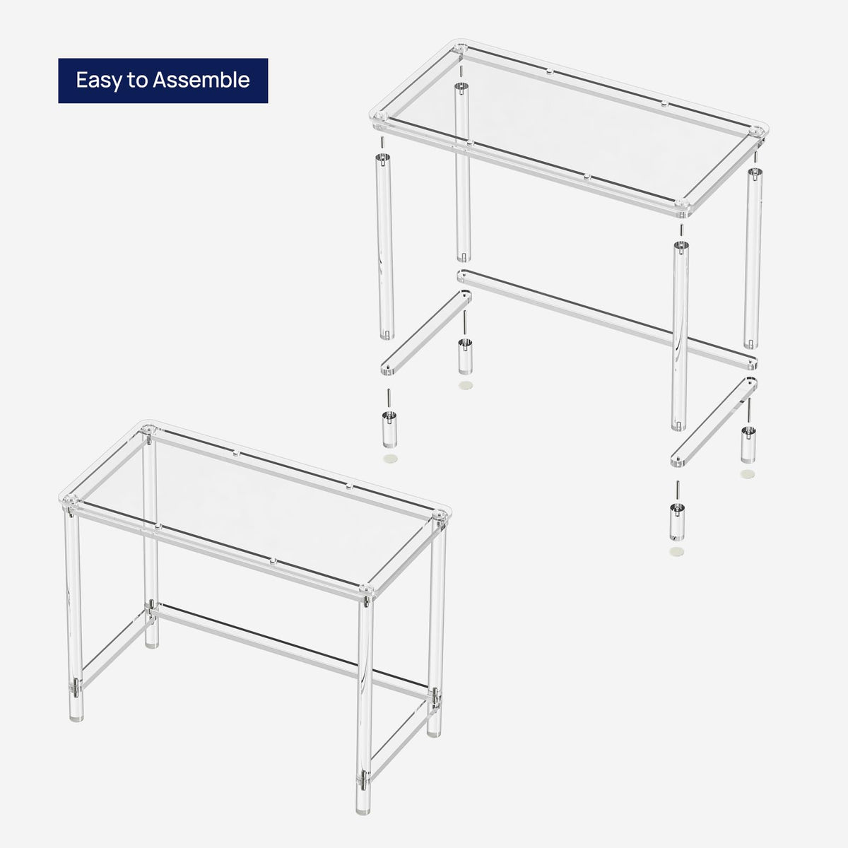 HMYHUM Acrylic Computer Desk, 40 Inch Clear Home Office Desk for Laptop, Study, Writing, Vanity Table with Cylindrical Legs, Modern, Easy Assembly