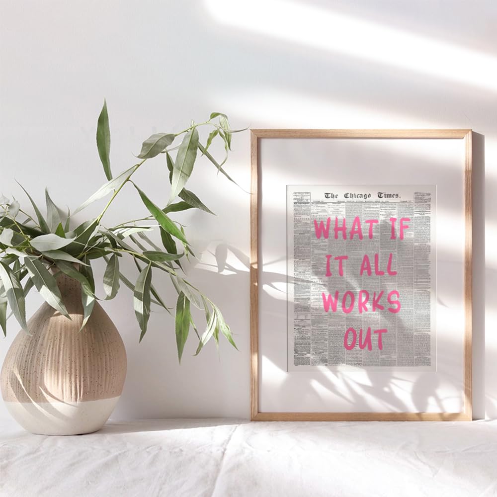 Positive Affirmations Wall Decor - CUTE TRENDY Aesthetic Wall Art - Inspirational quote Office Decor for Women - Newspaper Wall Art Unique Living room Bedroom Art Print - Motivational Quotes