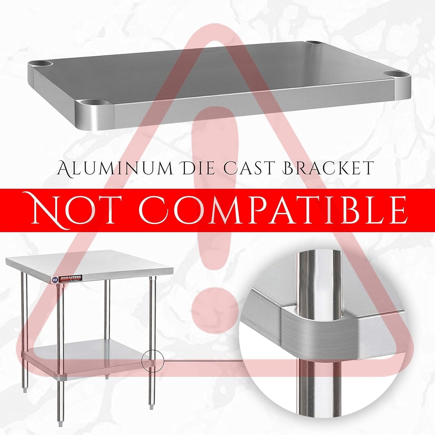 DuraSteel Galvanized Under Shelf for Work Tables - Extra Adjustable Lower Shelf for 24" x 24" Stainless Steel and Wooden Worktables - Fits for use in Restaurant, Warehouse, Home, Kitchen, Garage