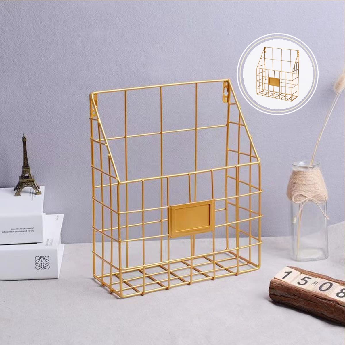 Hanging Wall File Rack 1Pack Pockets Organizer Office Hanging Magazine Rack Metal Mesh Folder Wall File Holder Wall Mount Magazine Folder Wall Mounted Organizer Holder for Office Home Work Organizing