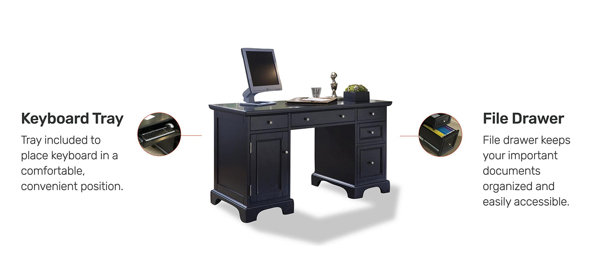 Homestyles Bedford Black Pedestal Desk