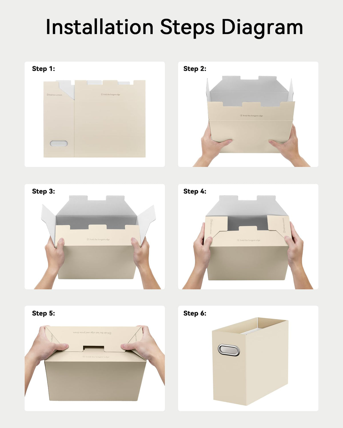 Oterri Cardboard File Organizer Box for Hanging File Folders Letter Size,File Box for Computer Desk,File Cabinet,Working Home,Office,Classroom (Beige, Letter Size - 6 Packs)