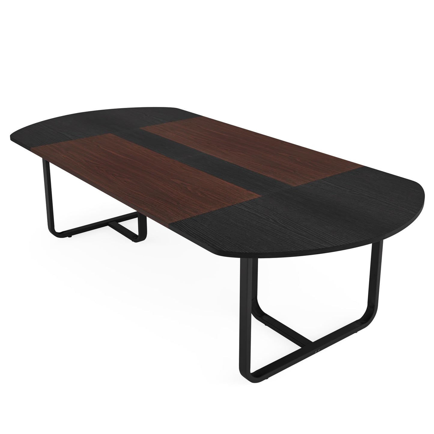 Tribesigns 6FT Oval Conference Table, 70.86" Curved Meeting Tables, Brown Blak Business Table,Two-Tone Finish Curved Meeting Tables for Office,Training Seminar Table for 4-6