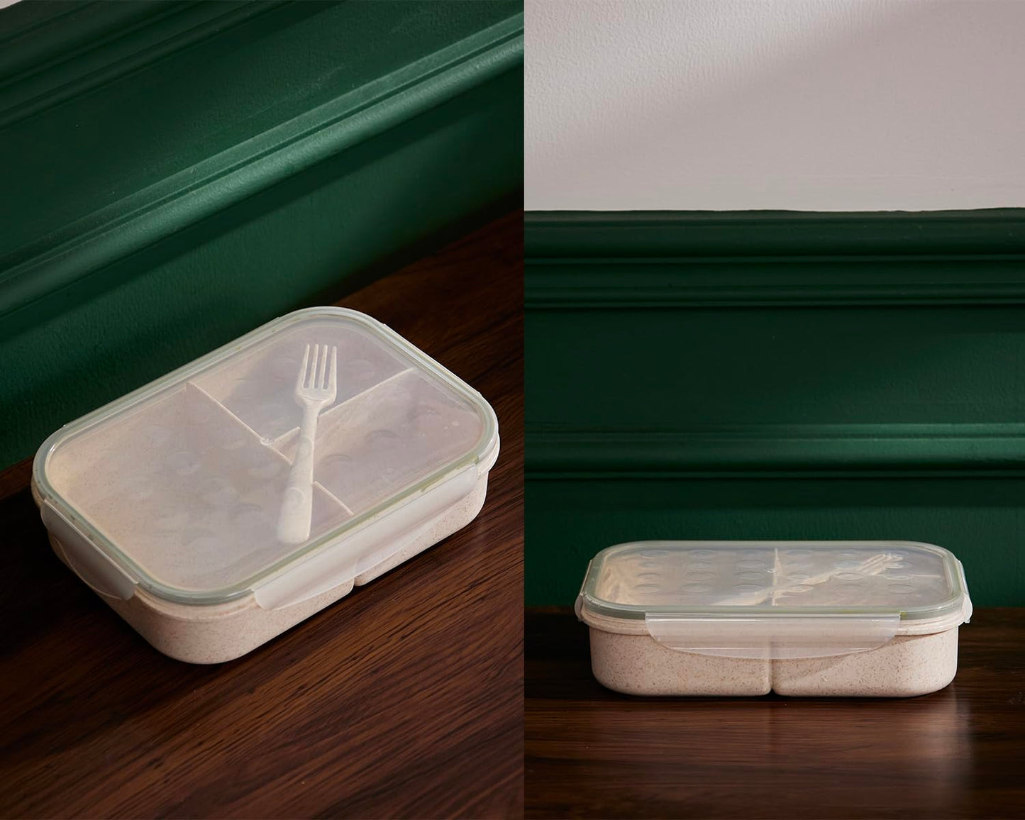 SEVENY Bento Box Natural Wheat Fiber Material,Ideal Leak-Proof Bento Box Adults,Lunch Box for Women,BPA-Free Lunch Box,Reusable Meal Prep Container for Body Builders, White