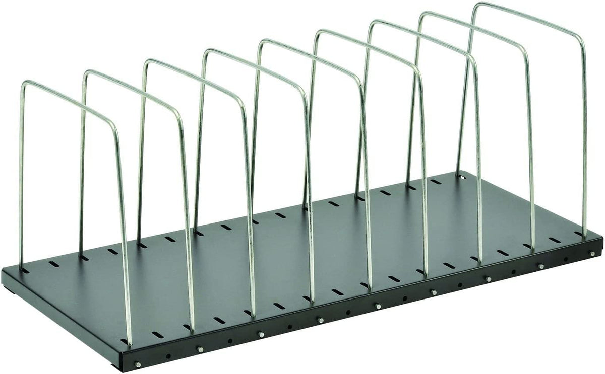 MMF Industries STEELMASTER Adjustable Desk File Organizer Rack | 8 Compartments | Wire Dividers | Black | Scratch & Chip-Resistant Finish | Non-slip Padded Feet | Office Organization