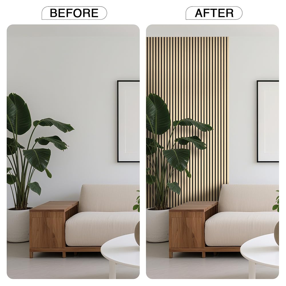 AKK-ART Wood Panels for Wall, Soundproof & Acoustic Wood Slat Wall Panel for Interior Decor, Sound Absorbing Panels for Office,Home Theater & Living Room(Oak#13,2 Pack-47.2"*23.6")