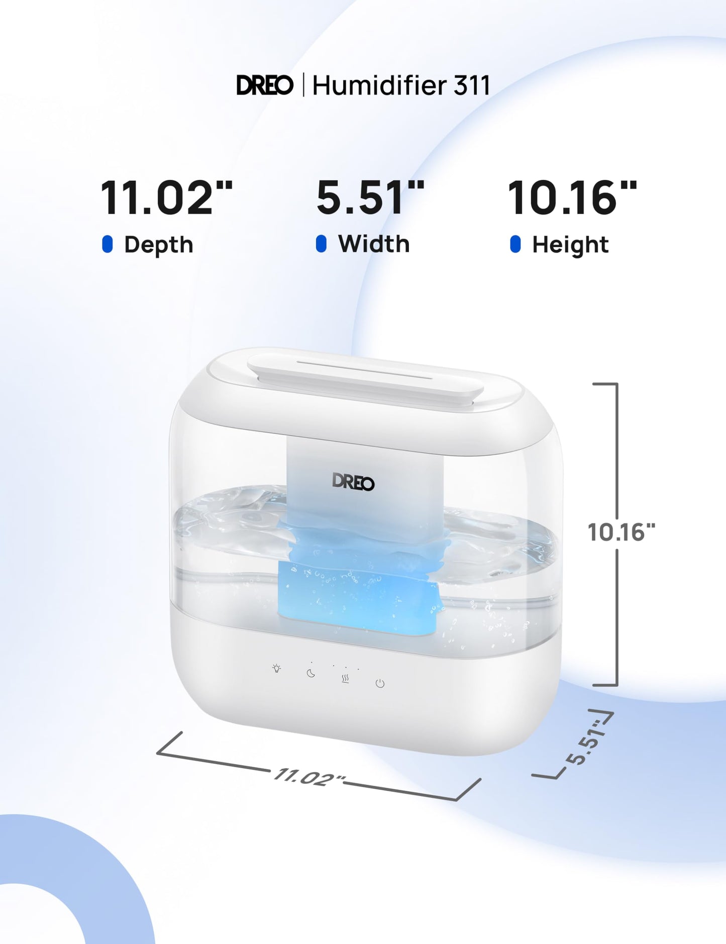 Dreo Humidifiers for Bedroom, 4L Top Fill for Large Room, 36H Runtime, 28 dB Quiet Supersized Cool Mist Air Humidifier for Baby Nursery, Plants, Indoor, Night Light, Easy to Clean & Fill, White