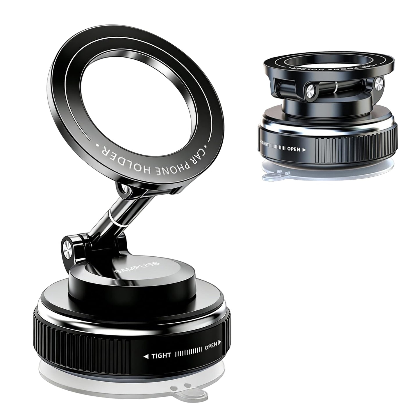 SAMPUSS Magnetic Phone Holders for Your Car, Upgraded Vacuum Car Phone Holder, 360° Rotation Cell Phone Car Mount Suction Phone Mount for Magsafe Car Mount for Car Kitchen Gym Travel for All Phone
