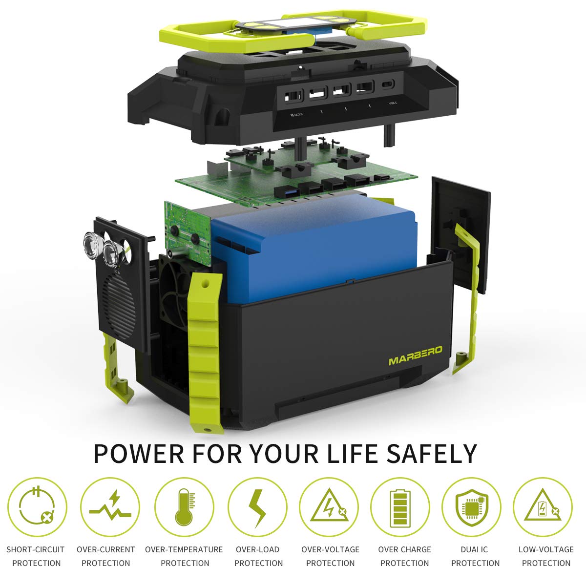 MARBERO 222Wh Portable Power Station 200W Outdoor Generator 60000mAh with AC Outlet 110V 200W DC USB LED Flashlights Lithium Battery Power Supply for CPAP Camping Backup Emergency Home