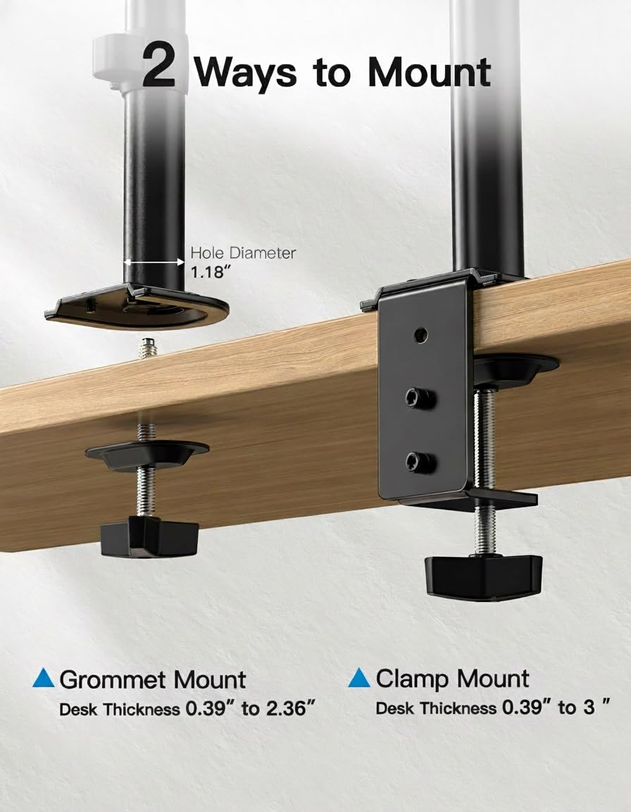 HUANUO Dual Monitor Mount for 2 Monitors up to 32 inches, Heavy Duty Dual Monitor Stand Holds up to17.6lbs, Dual Monitor Arm with Height Adjustable Tilt Swive Rotate, VESA Hole 75mm or 100mm