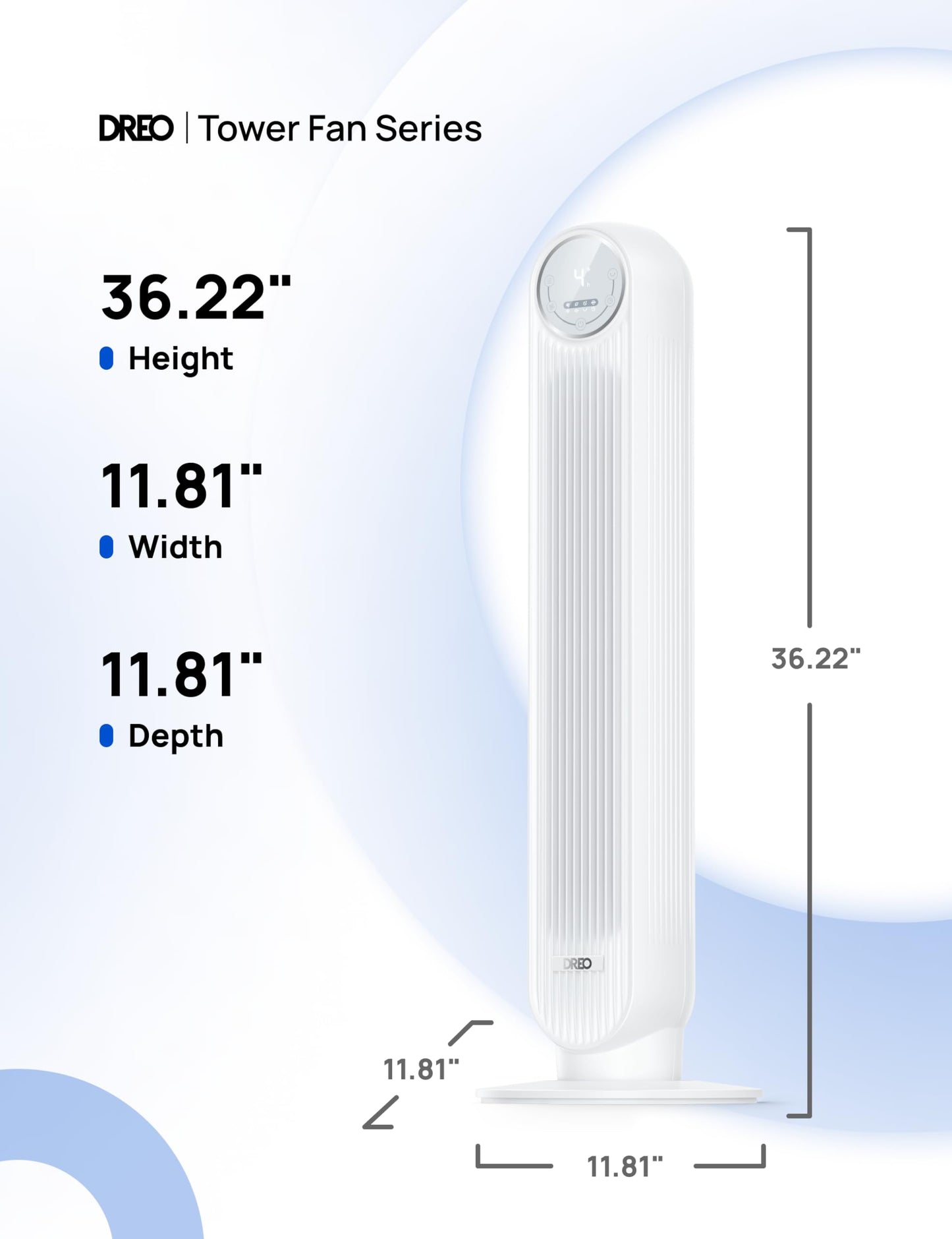 DREO Tower Fan for Bedroom, 25ft/s Velocity Quiet Floor Fan, 90° Oscillating Fans for Indoors with 4 Speeds, 4 Modes, 8H Timer, Standing Fans, Bladeless Fan, White (DR-HTF007)