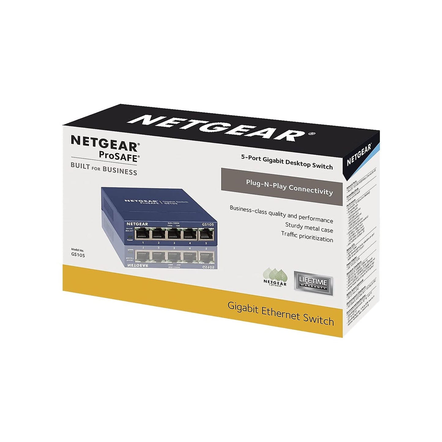 NETGEAR 5-Port Gigabit Ethernet Unmanaged Switch (GS105NA) - Desktop or Wall Mount