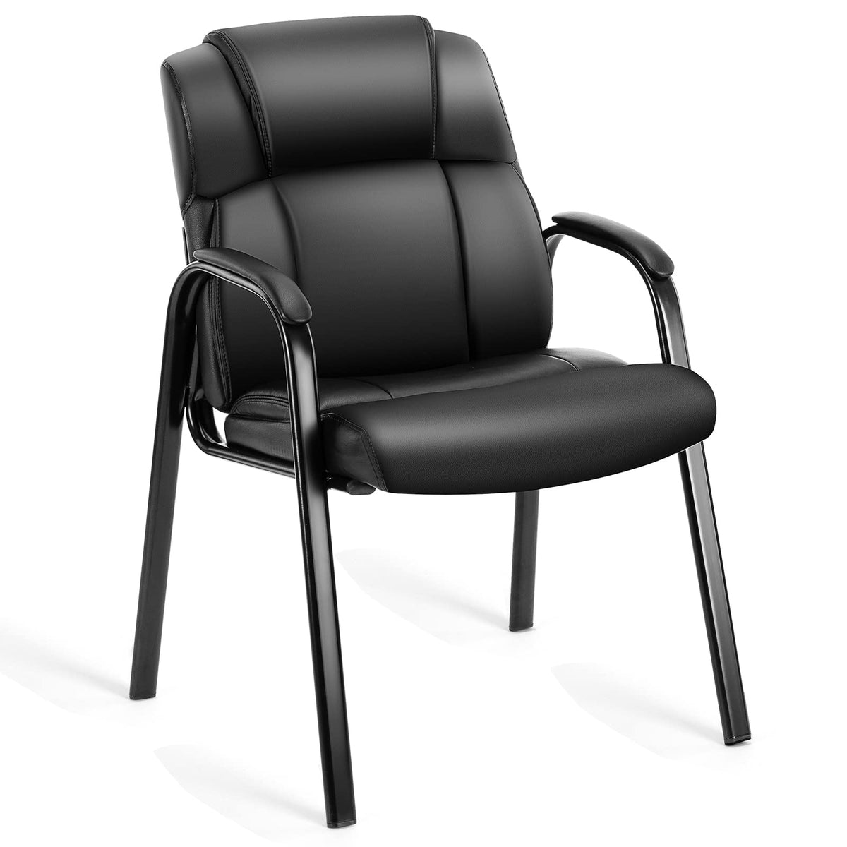 OLIXIS Waiting Room Chair Set of 6, Leather Office Desk Reception Guest Stationary Side Chairs with Padded Arms for Home Conference Lobby Area Meeting Church Medical Clinic Elderly Student