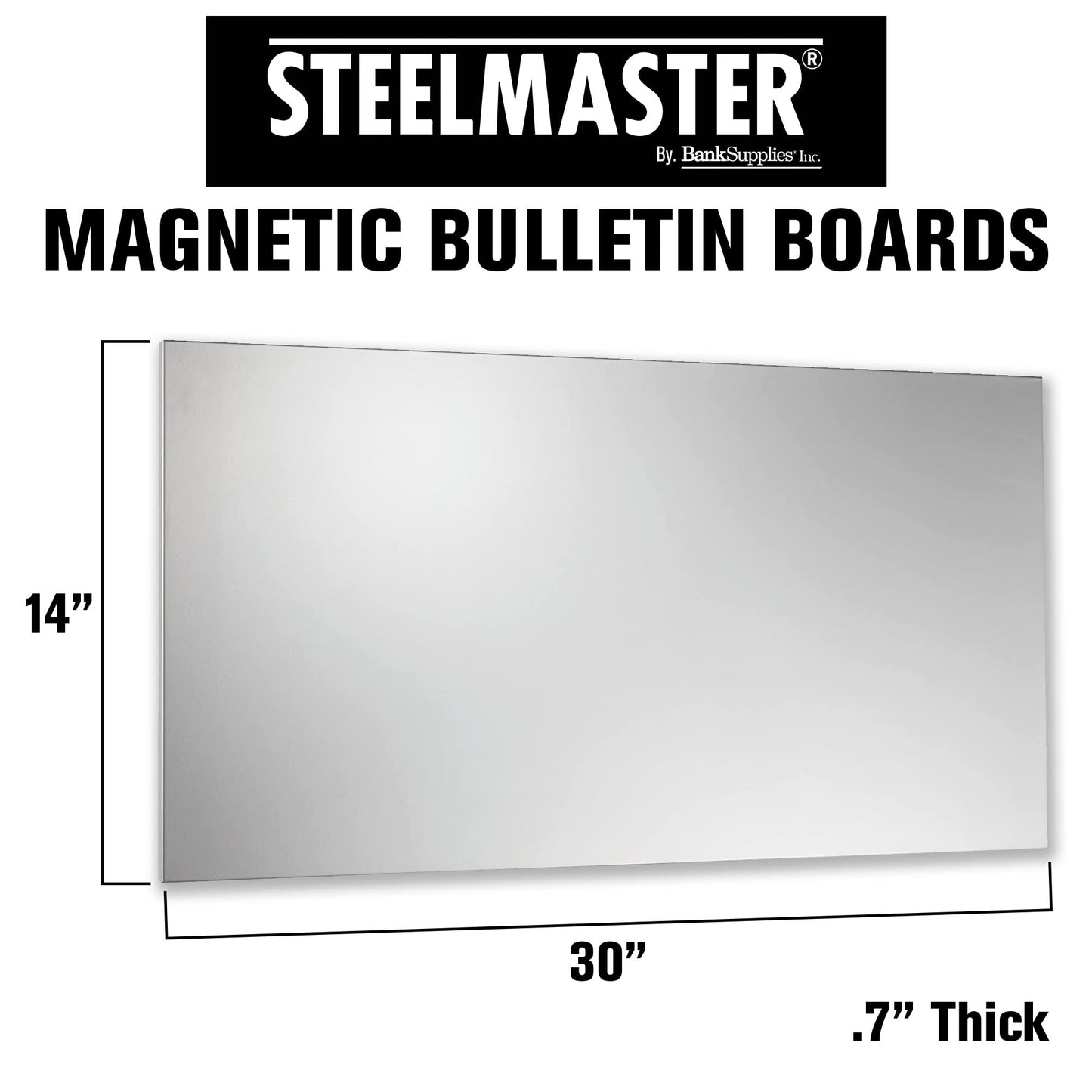 STEELMASTER by BankSupplies Magnetic Bulletin Board | 30 x 14 Inches | Silver | Includes 6 Magnets, 4 x 6 Dry Erase Board & Dry Erase Marker | Scratch Resistant Finish | Horizontal & Vertical Display