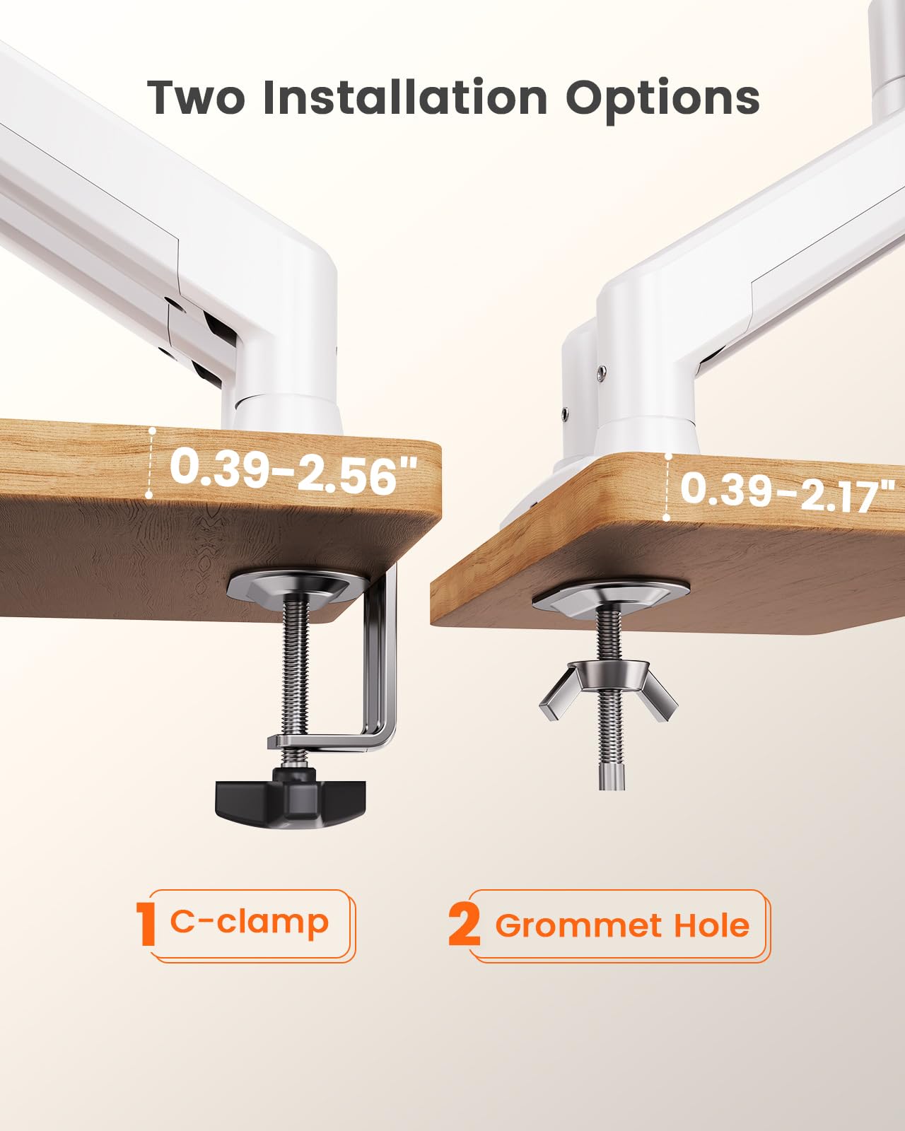 ErGear Dual Monitor Stand up to 32 inches Screen, Load-Bearing Max 22 lbs Each Arm, Adjustable Dual Monitor Mount, Sturdy Steel vesa Monitor Mount with Stable VESA 75x75 100x100mm-White