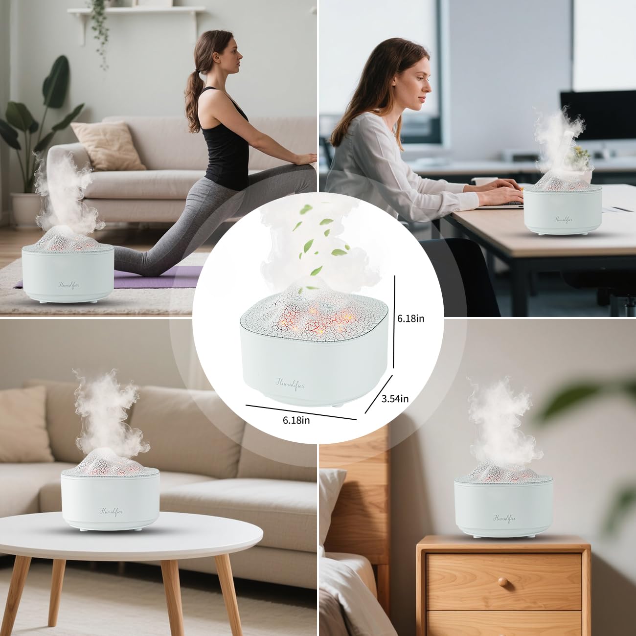 Portable 1500ml Small Cool Mist Humidifier,USB Personal Desktop Humidifier for Office Room, Bedroom,Top-Fill 7 Colors LED Night Light humidifiers, 2 Mist Modes, Super Quiet (White)