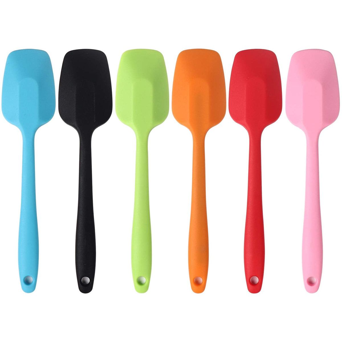 Silicone Spatulas, 8.2 inch Small Rubber Spoon Spatula Heat Resistant Seamless One Piece Design Non-Stick Spoonula Flexible Scrapers Baking Mixing Tool (6 Pcs)