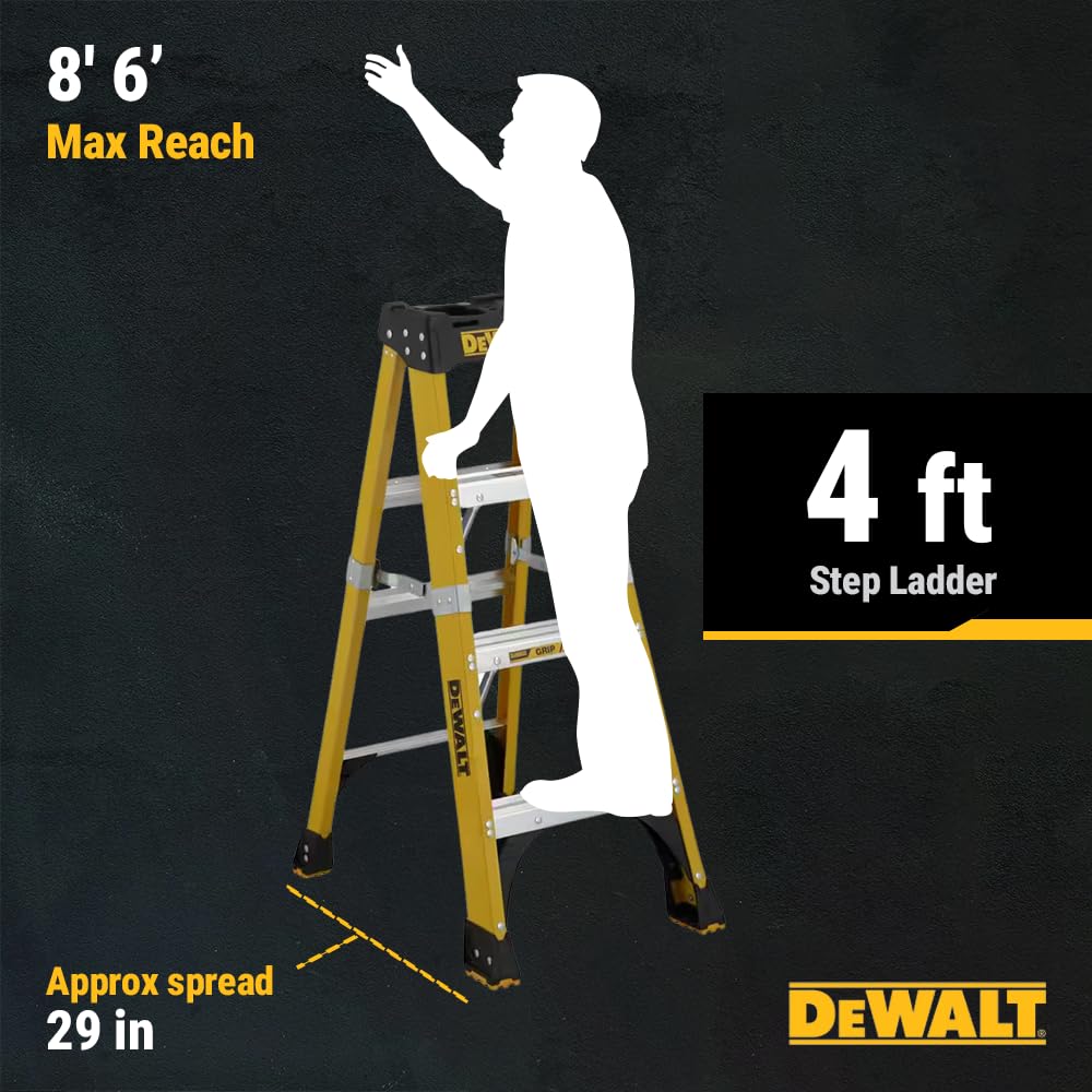DeWalt Type IAA 375lb Rated FG Stepladder 4' DXL3410-04