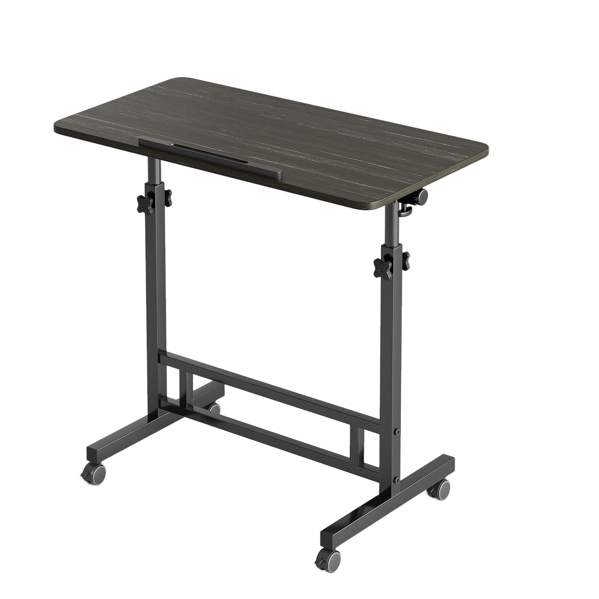 Furist Small Standing Desk Adjustable Height 32 Inch Mobile Sit Stand up Desk Portable Rolling with Wheels Standing for Walking pad Treadmill Black