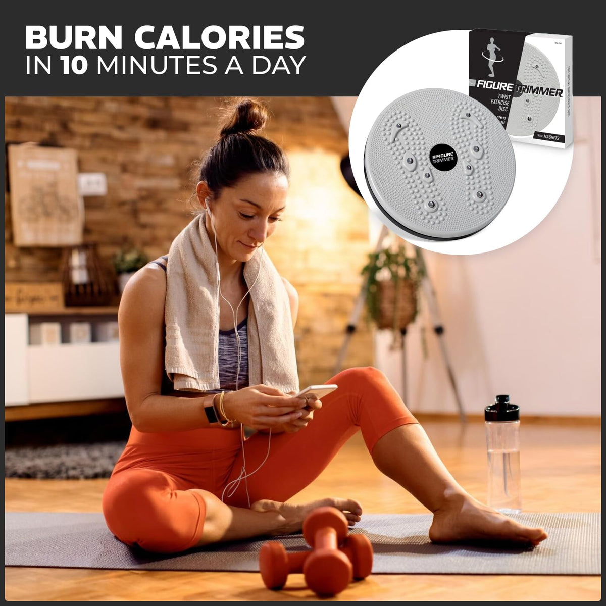 Figure Trimmer Core Abs Twister Board - Waist Sculptor Twister Board for Core & Ab Exercise - Waist Twisting Disc, Dizzy Disc Twist Board for Slimming Workout with 8 Magnets Reflexology