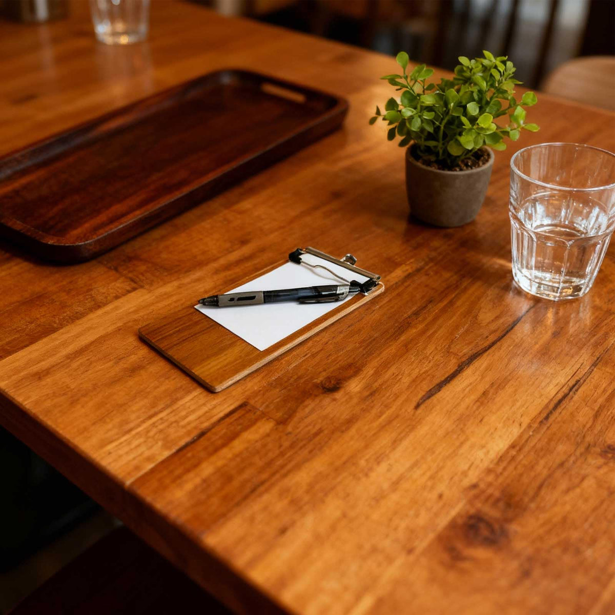 HXymxkeqi 10Pcs High - Density Wood Board Check Presenter, Mini Clipboard & Menu Holder for Restaurants, Cafe, Office, 8x4inch with Hook (10, High - Density Wood Board, 8"x4")