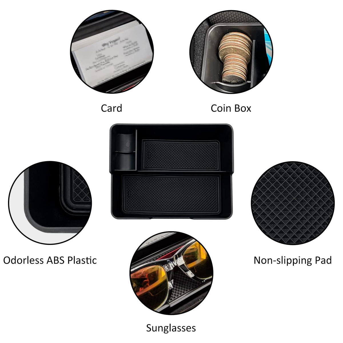 JOJOMARK Compatible with Tesla Model 3/Y Accessories Center Console Organizer Tray Fits for Tesla Model 3 2017 2018 2019 2020 /Model Y 2020 (The cover closed Rotary version)