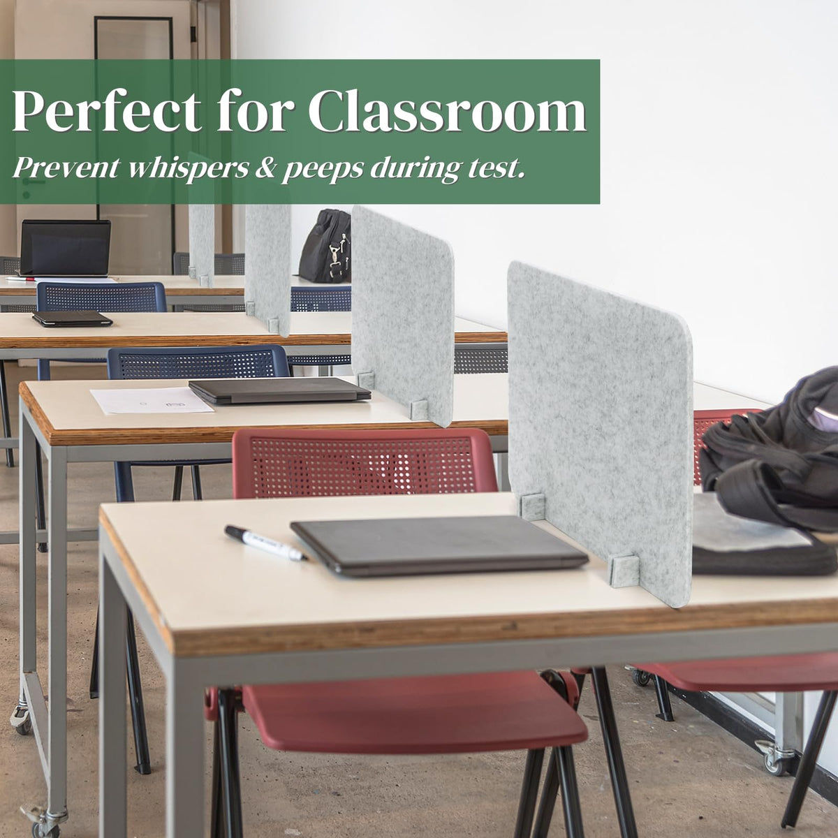 Eorbow 6 Pack Acoustic Desk Privacy Panel, 24" x 16" Freestanding Desk Dividers, Noise Reducing Table Partition with Support Feet, Stand Up Sound Proof Pad for Office Classroom Home