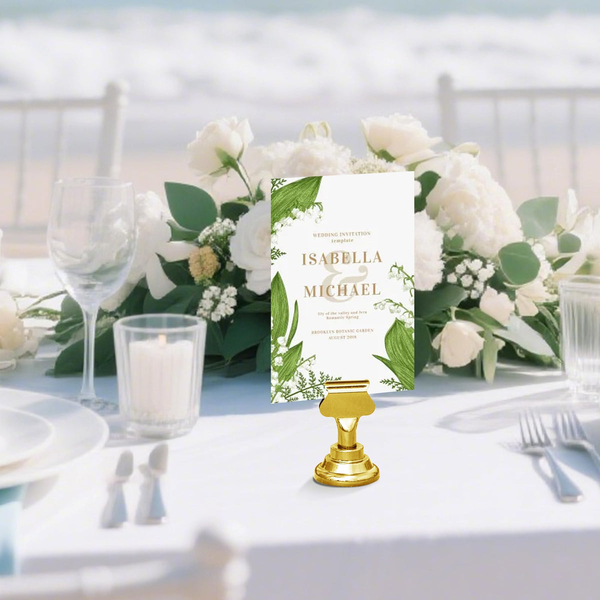 ERYTLLY 36 PK Place Card Holders 1.7 inches Table Card Holder Steel Card Holders for Weddings,Birthdays,Photos, Memo Notes, Restaurants (Gold 36PK)