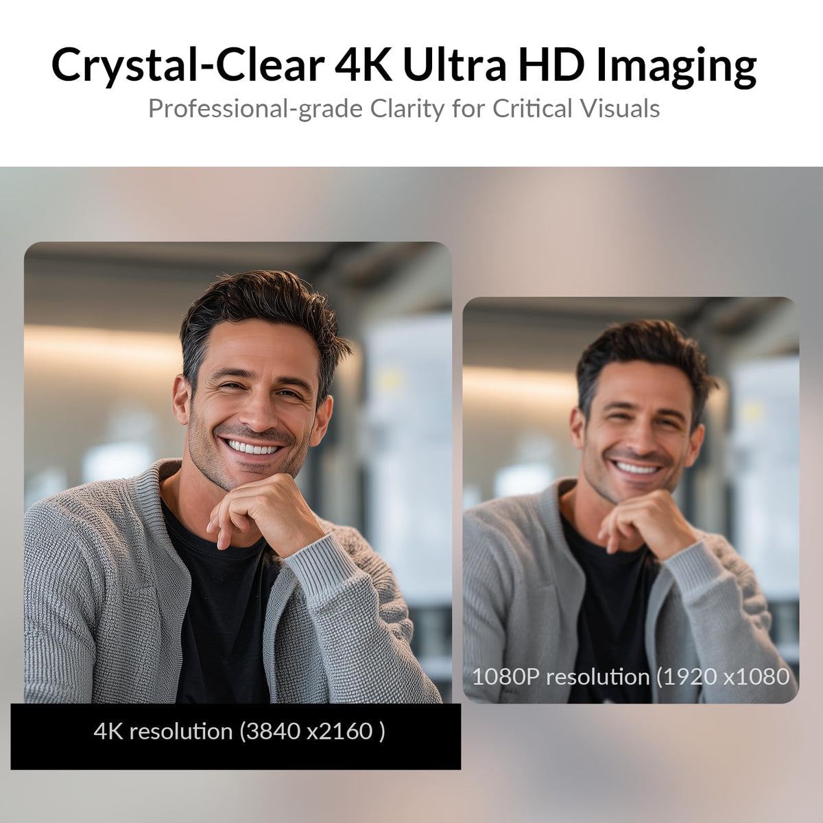 AV Access 4K Conference Room Camera - 1/1.8" CMOS, Gesture Control, Auto Framing, Presenter Tracking, Individuals Gallery, Dual Noise-Canceling Mics, Privacy Cover, 120° FOV, ePTZ 5X Zoom Webcam