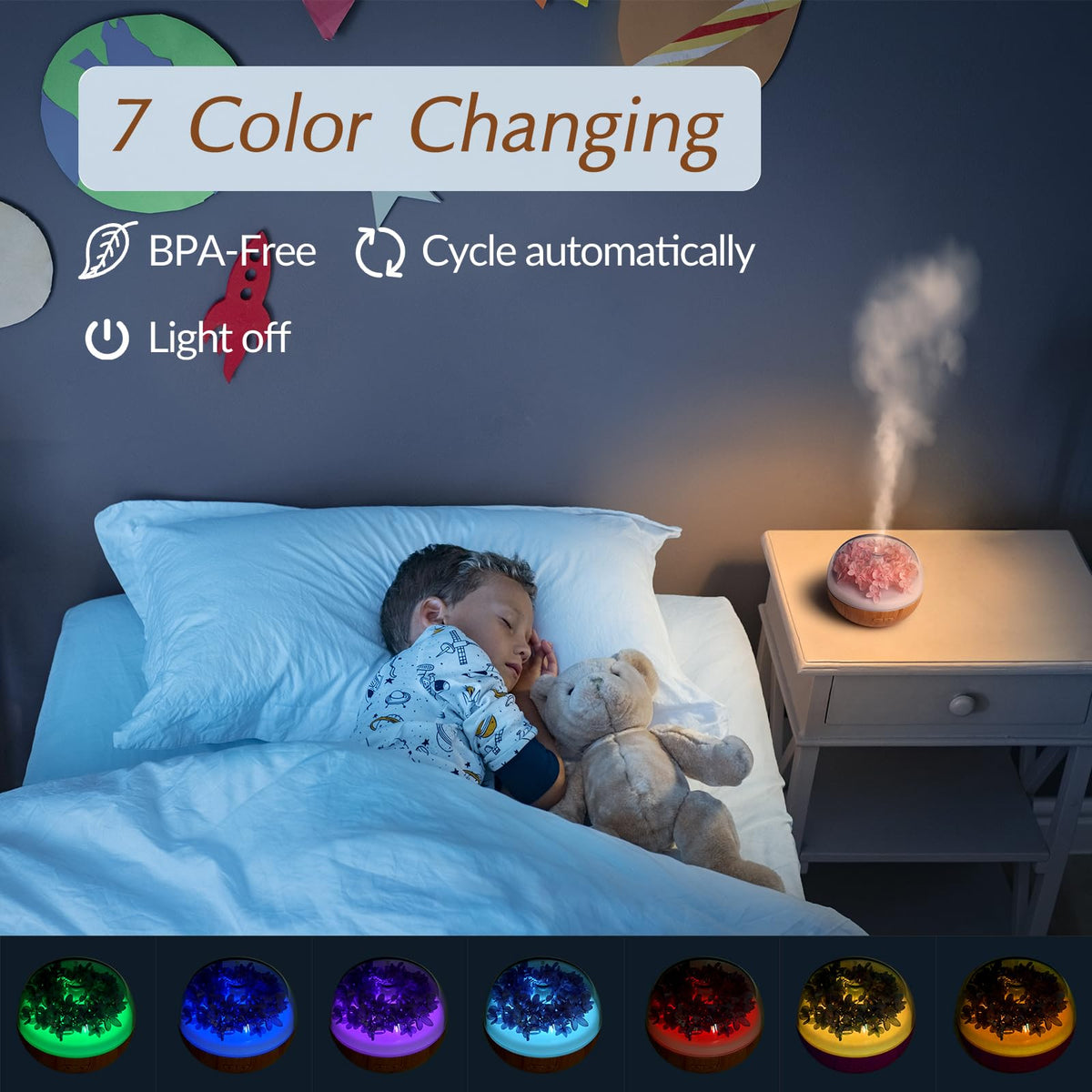 Aromatherapy Essential Oil Diffuser, 300ml Air Diffuser Humidifier with 7 LED Colors, Timer & Auto-Off for Home Bedroom Office (Pink)