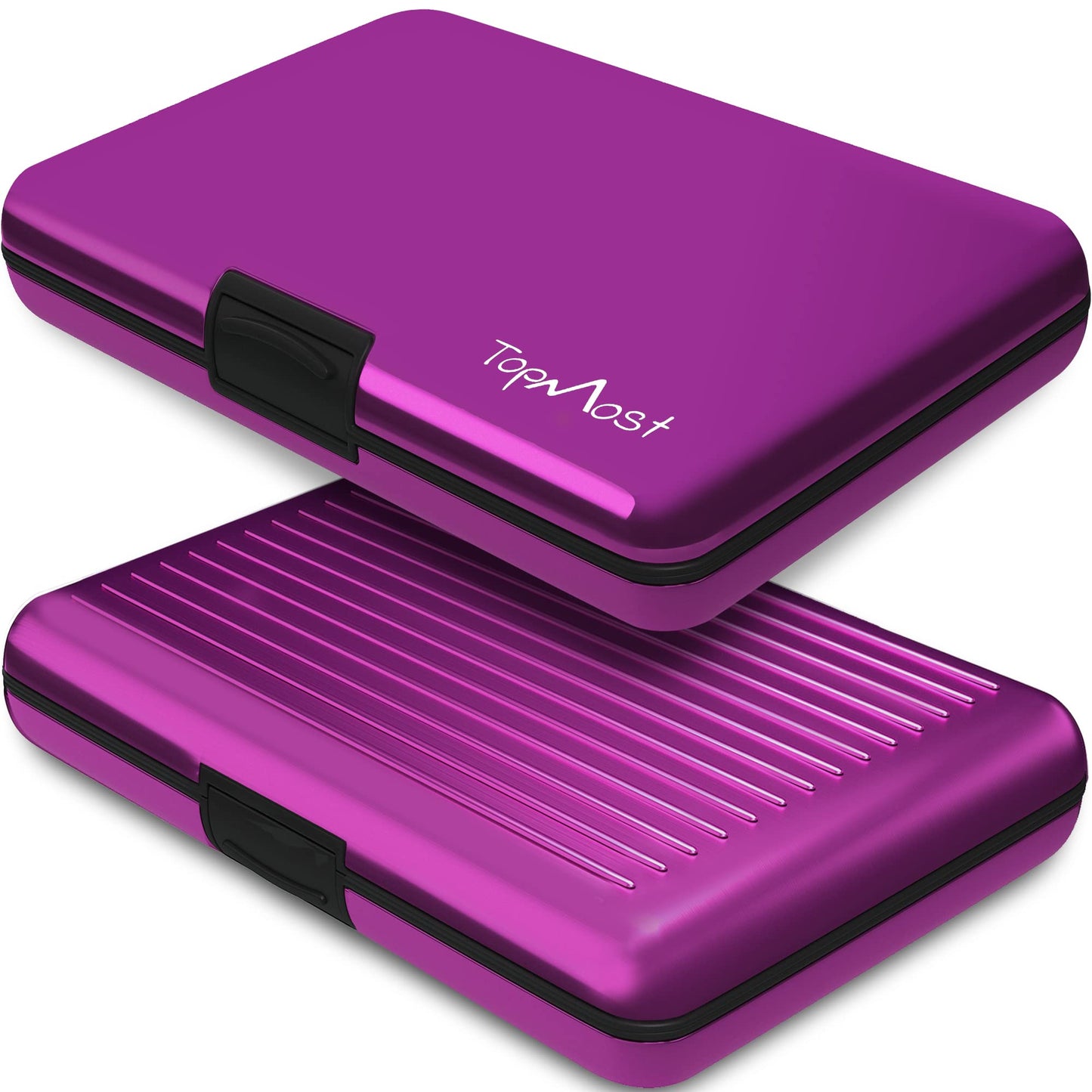TopMost Aluminum Wallet, Card Case Wallet, Metal RFID Credit Card Holder for Men & Women, 6 Cotton Slots for 10-12 Cards And Bills, Rfd Protective (Purple)