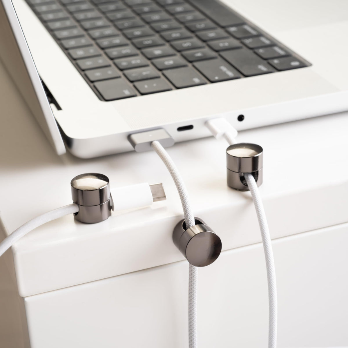 ICONIT Cable Anchors for Desk Organization Gun Metal | Premium Aluminum Cord Organizers | Charger + Cable Management Clips for Home & Office | Stylish, Sturdy, & Functional | (3 Pack)