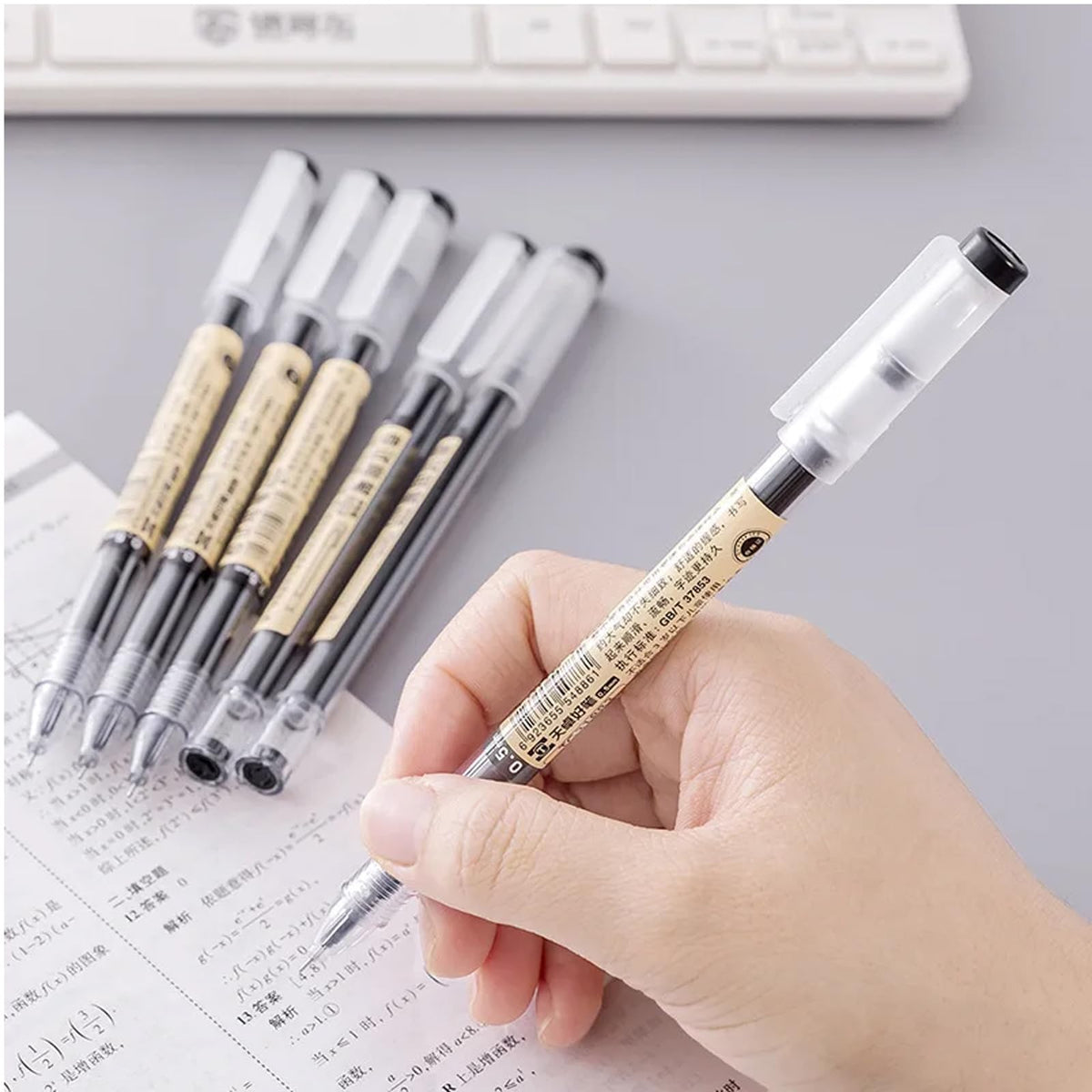 BEMLP Gel Ink Pen Japanese Style Liquid Ink Rollerball Pens Quick Drying 0.35mm Ultra Fine Point Ballpoint Maker Pen Premium for Office School Stationery Supply,12 Pcs/Set, Black