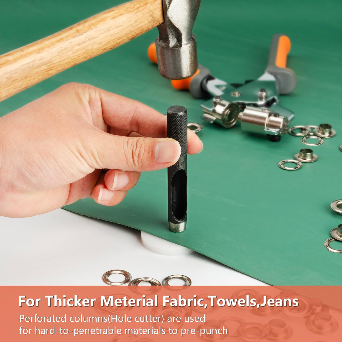 WINLION Grommet Tool Kit - 3/8 Inch Eyelet Tool kit,Heavy Duty Manual Grommet Press Machine with 500PCS Metal Grommets for Fabric, Tarps, Banners, Curtains.