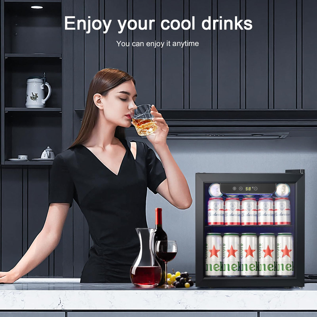 Antarctic Star Mini Fridge Cooler - 12 Bottle 48 Can Beverage Refrigerator Glass Door for Drinks or Beer Wine –Small Drink Dispenser for Home, Office or Bar, Electronic Temperature Control,1.3cu.ft.