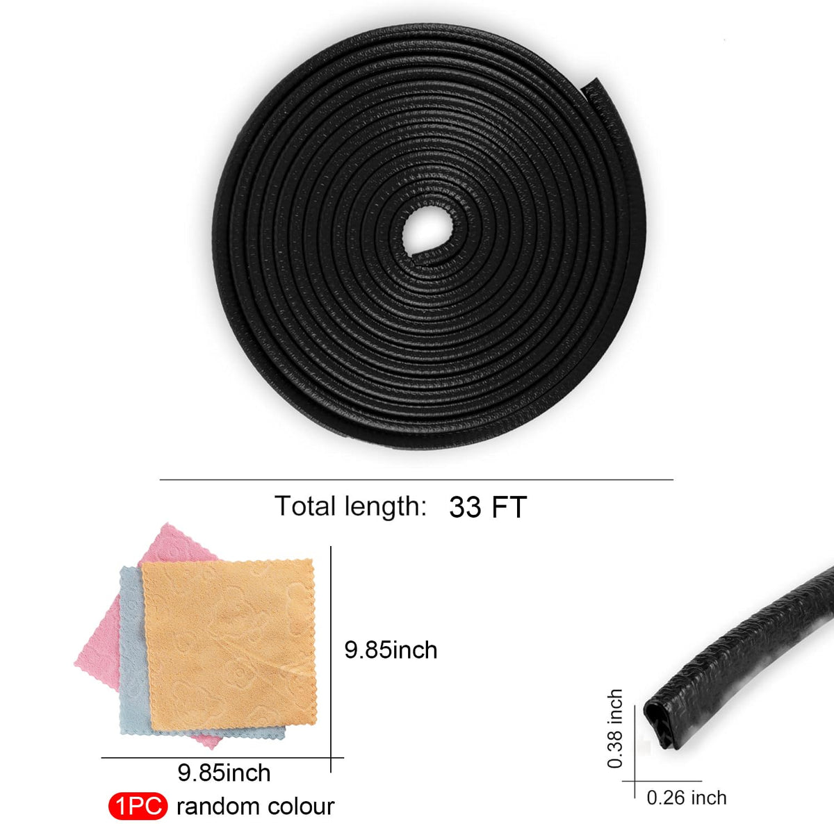 SINGARO 33Ft (10M) Car Door Edge Guard, No Glue Car Door Entry Guard Protective Strip, Rubber Edge Trim Car Door Protector, Applicable to Car, Truck, SUV and ATV, Car Exterior Accessories(Black-A)