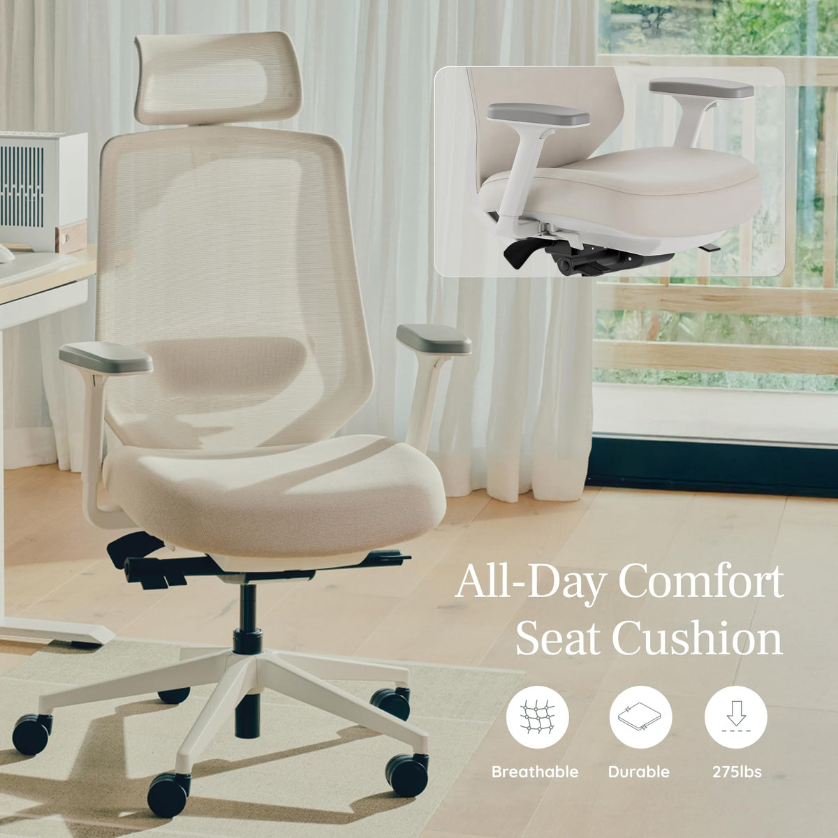 Branch Ergonomic Chair Pro - Mesh Office Chair with 14 Points of Adjustment - Height, Depth & Tilt Adjustable - 5D Armrests - Forward Tilt, Smooth Recline, and Lumbar Support - Mineral