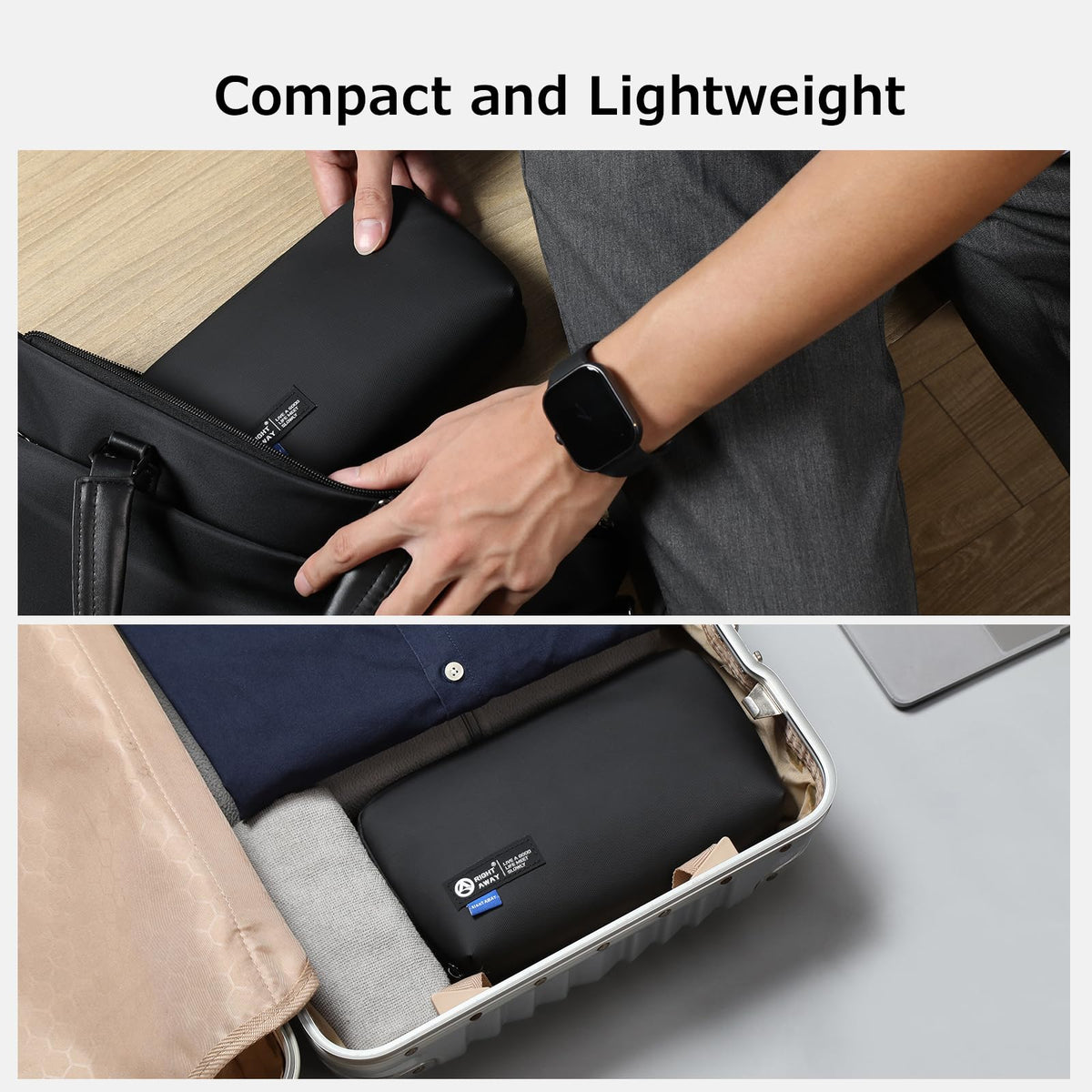 RIGHT AWAY Travel Tech Pouch,Waterproof Cord Case,Electronics Organizer Travel Case,Cable Organizer Storage Bag For Phone, Charger, Accessories(BLACK)