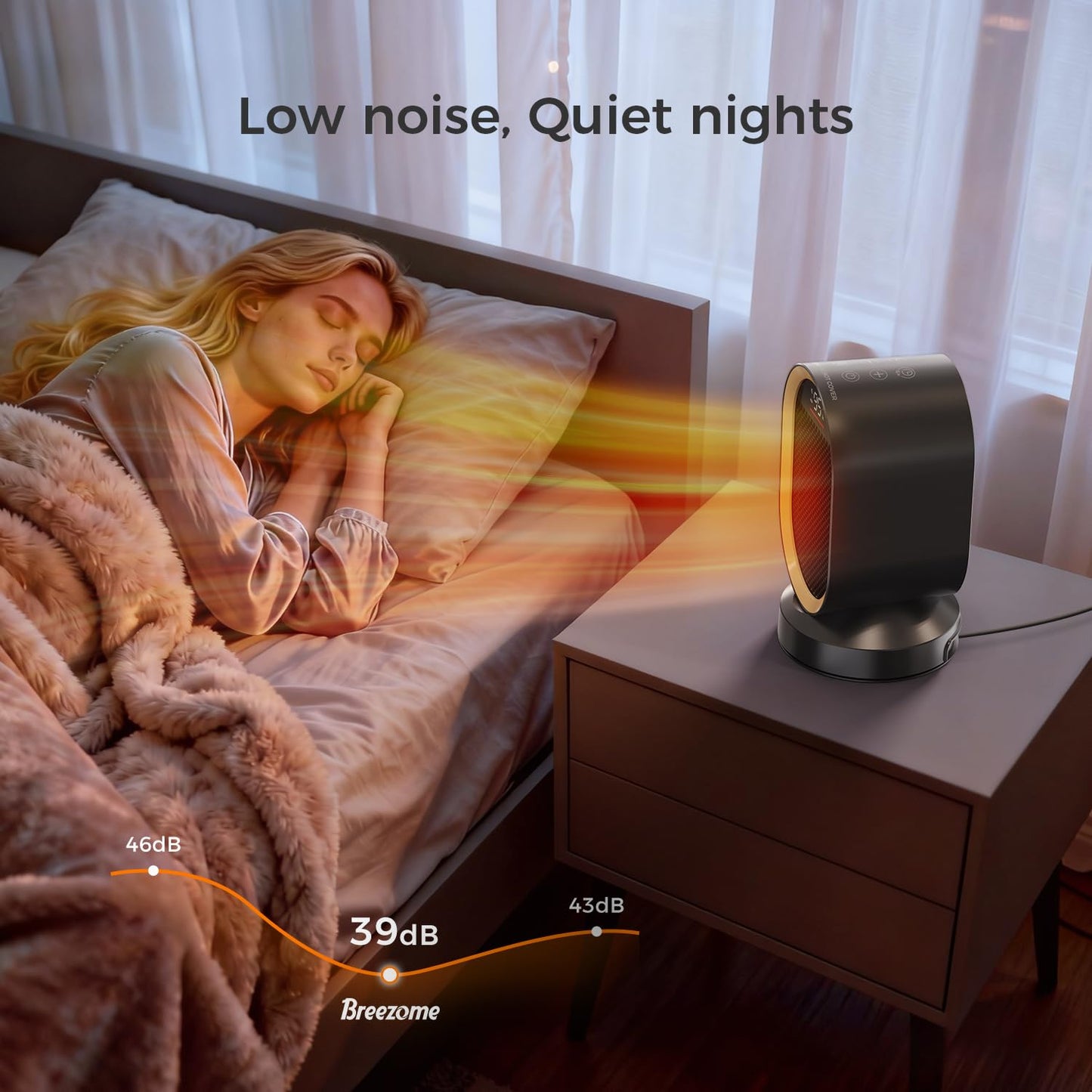 BREEZOME Space Heaters for Indoor Use, 1500W Fast Heating Ceramic PTC Space Heater with Thermostat 24H Timer, 85°Oscillating Quiet Electric Heaters for Indoor Office Desktop Home