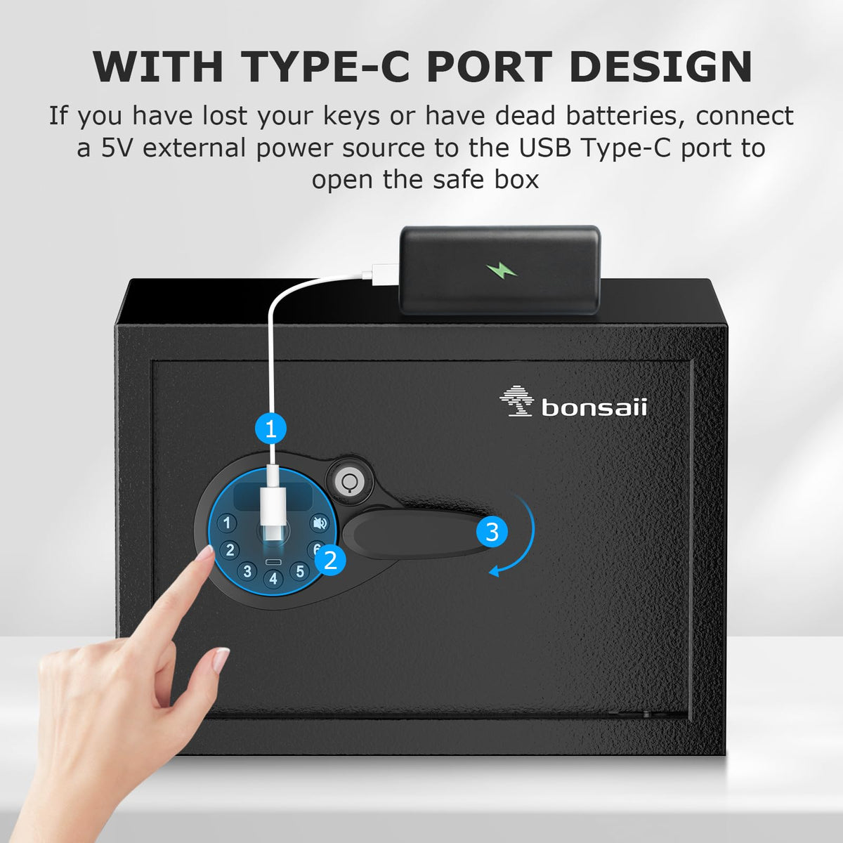Bonsaii Safe, 0.6 Cubic Safe Box with Electronic Keypad, Removable Shelf, for Valuables Jewelry and Documents in Home, Hotel, or Business, 9.84" x 13.78" x 9.84" Inches, SF002