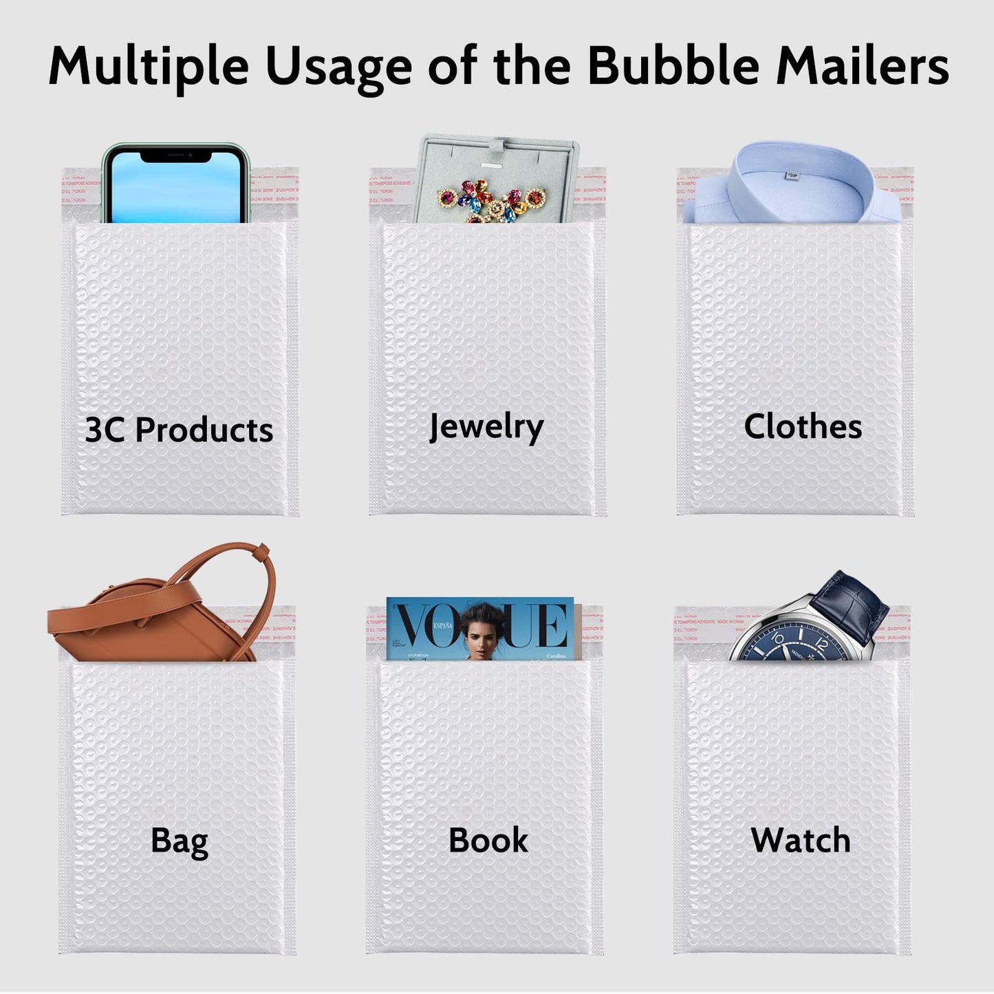 Bubble Mailers 4x8"-100pcs,Padded Envelopes Mailers,Sealing Shipping Bags for Small Business, Shipping Envelopes with Self Sealing, Waterproof and TearProof